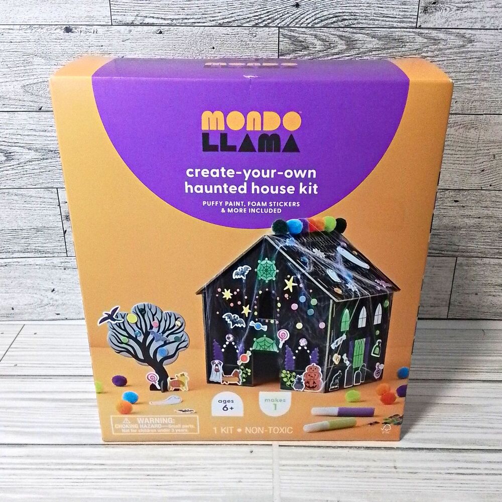 Mondo Llama Create-Your-Own Haunted House Kit w/ Paint Pom Poms Stickers